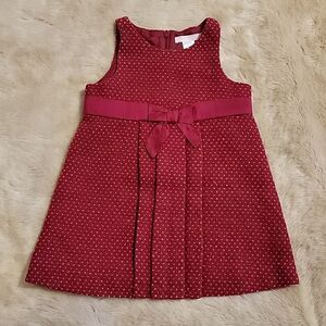 JANIE AND JACK RED WOOL SLEEVELESS POLKA DOT DRESS, SIZE 12-18 MONTHS - NWOT